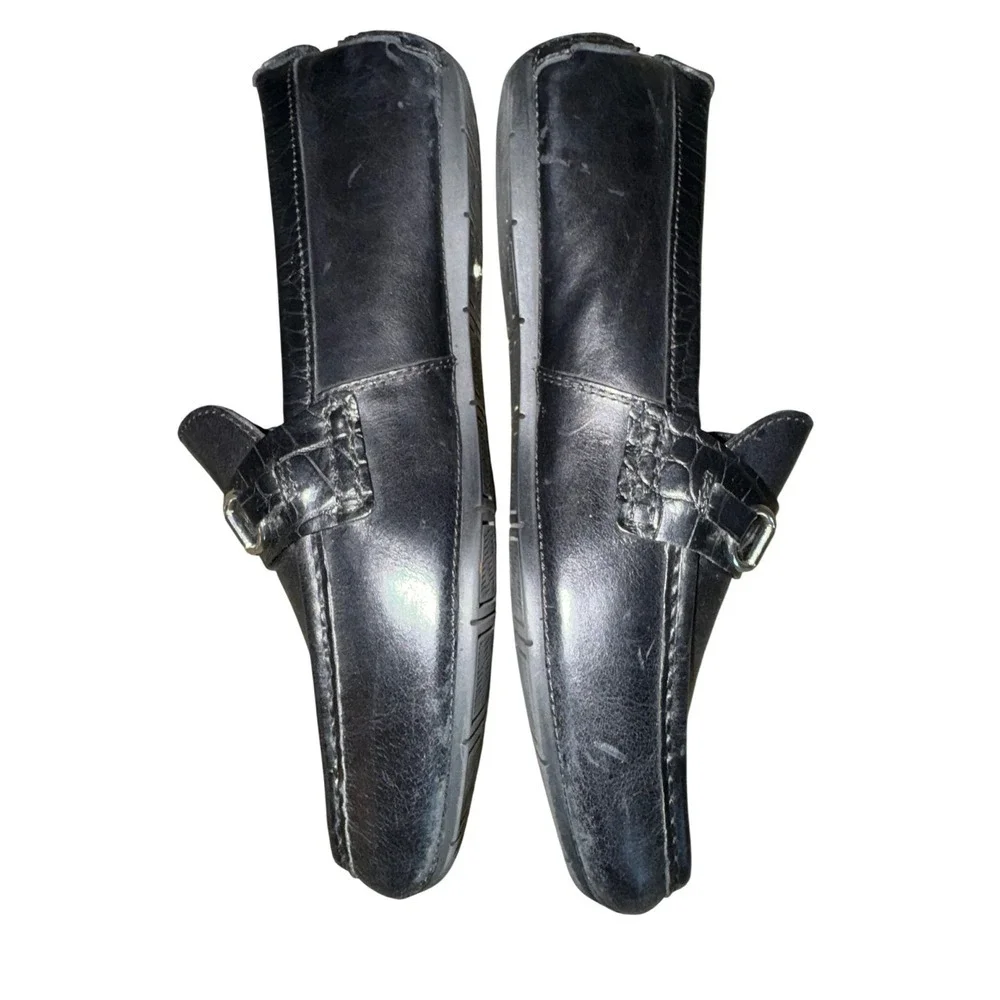 Cole Haan Black Leather Loafers 9.5M Men's w/ wood inserts MSRP‎ $150